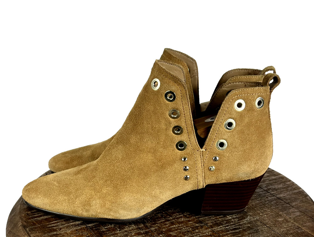 Sam Edelman Booties Womens 9.5 Rubin Tan Brown Suede Leather Ankle Grommets